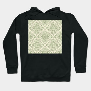 Classic foliage damask in sage leaf green and cream Hoodie